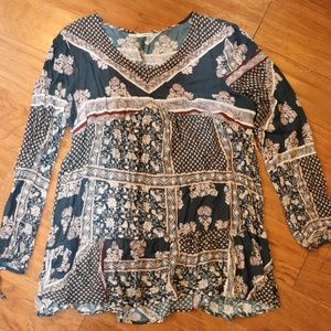 Maurices Blue Floral Boho Dress Size Large